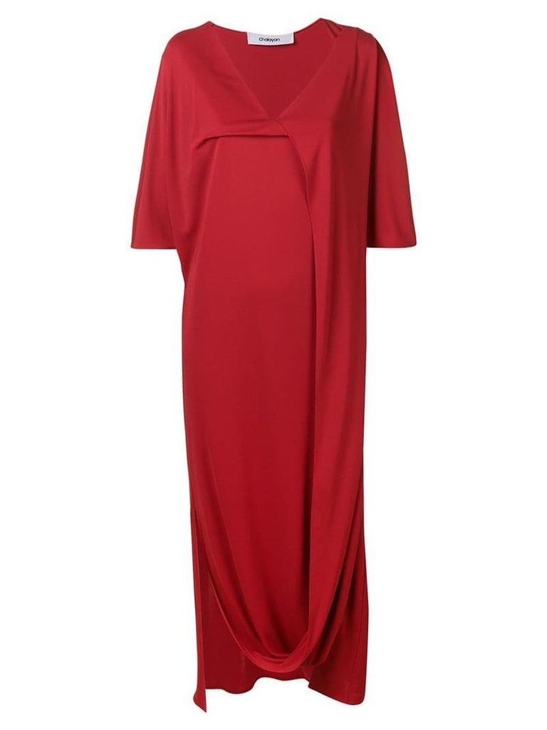 Chalayan V-neck draped dress - Red
