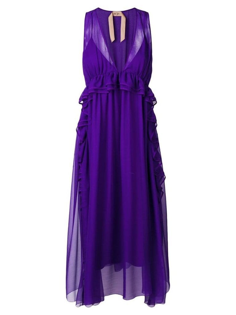 Nº21 sleeveless flared midi dress - Purple