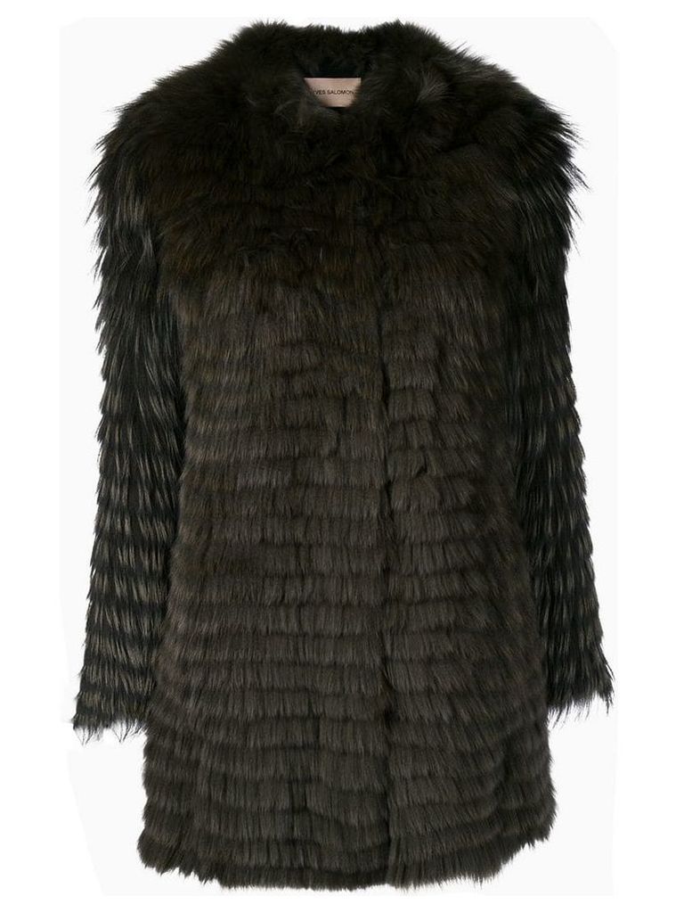Yves Salomon knitted fox fur coat - Brown