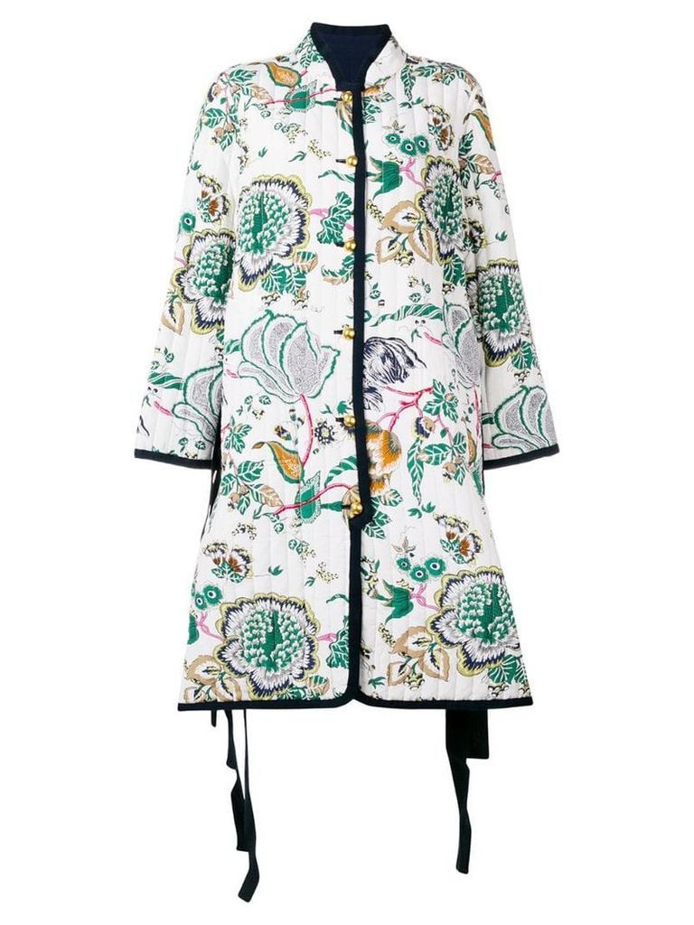 Tory Burch quilted floral print coat - White