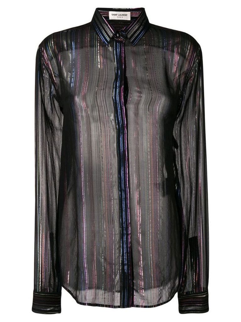 Saint Laurent sheer striped long-sleeve shirt - Black