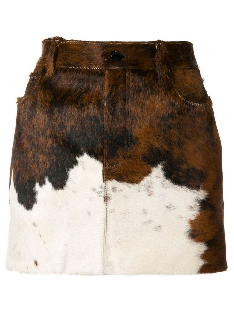 Saint Laurent calf leather skirt - Brown