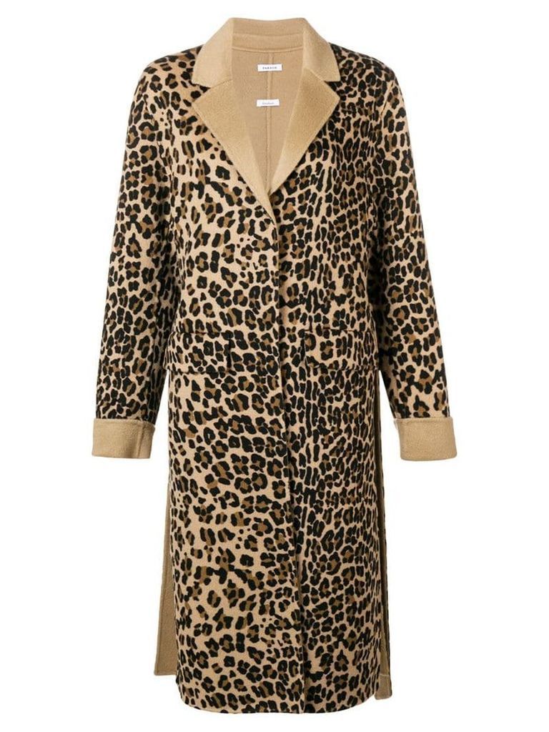 P.A.R.O.S.H. leopard single breasted coat - Brown