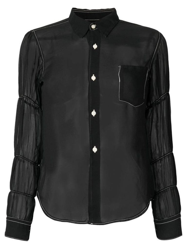 Comme Des Garçons Comme Des Garçons sheer ruched sleeve blouse - Black