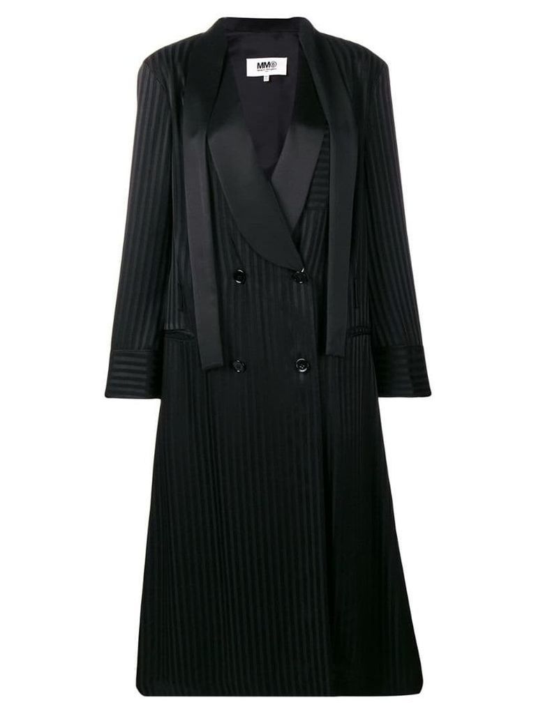 Mm6 Maison Margiela striped double-breasted coat - Black