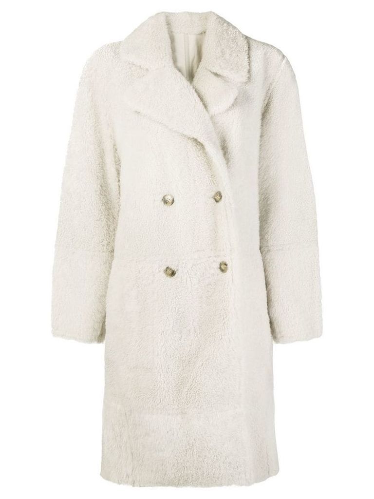 Yves Salomon oversized shearling coat - White