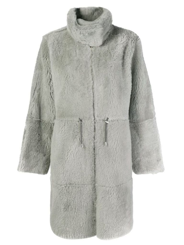 Yves Salomon oversized long reversible shearling coat - Grey