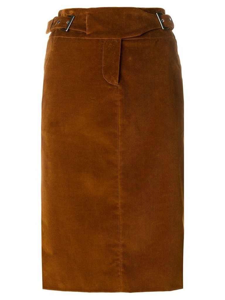 Alberta Ferretti buckle straps midi skirt - Brown