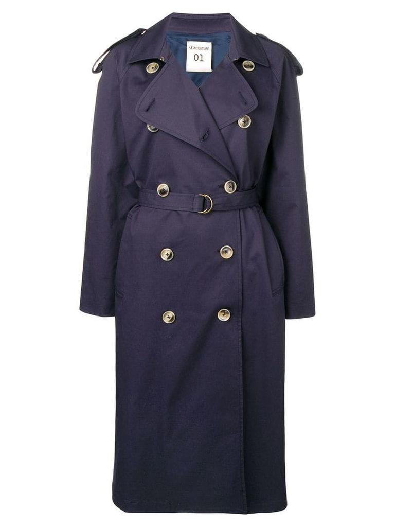 Semicouture belted trench coat - Blue
