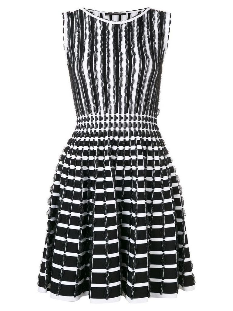 Antonino Valenti ruffle details striped dress - Black