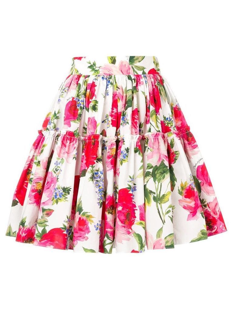Dolce & Gabbana floral-print skirt - White
