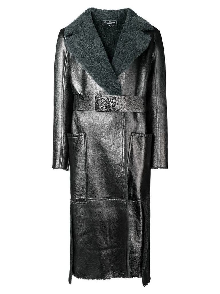 Salvatore Ferragamo metallic belted coat