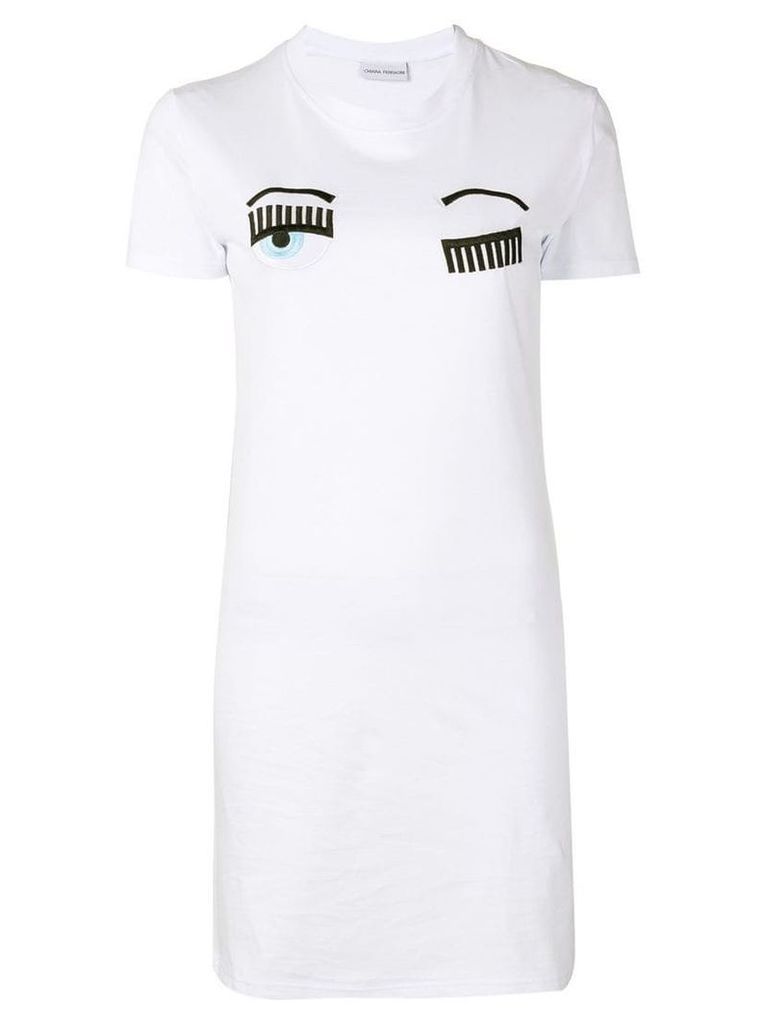 Chiara Ferragni wink embroidered mini dress - White