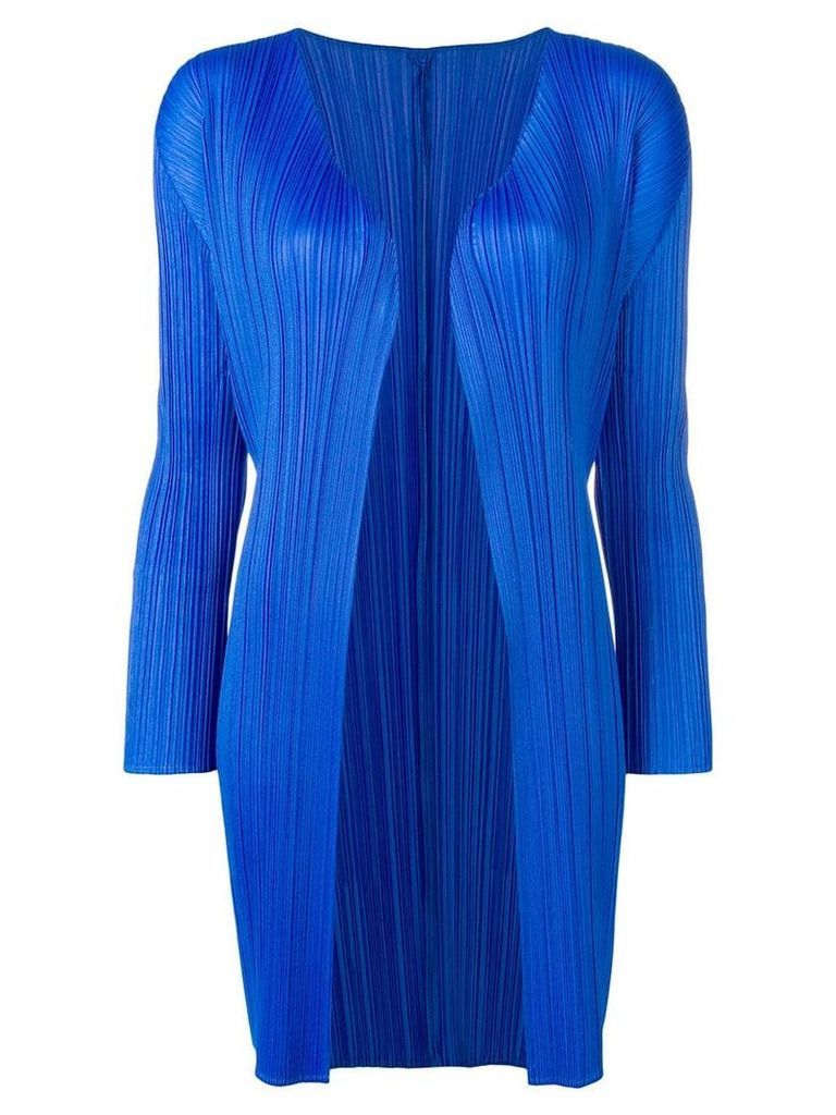 Pleats Please By Issey Miyake pleated open-front coat - Blue