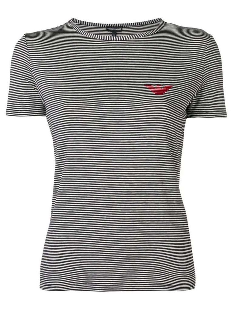 Emporio Armani logo striped T-shirt - Black