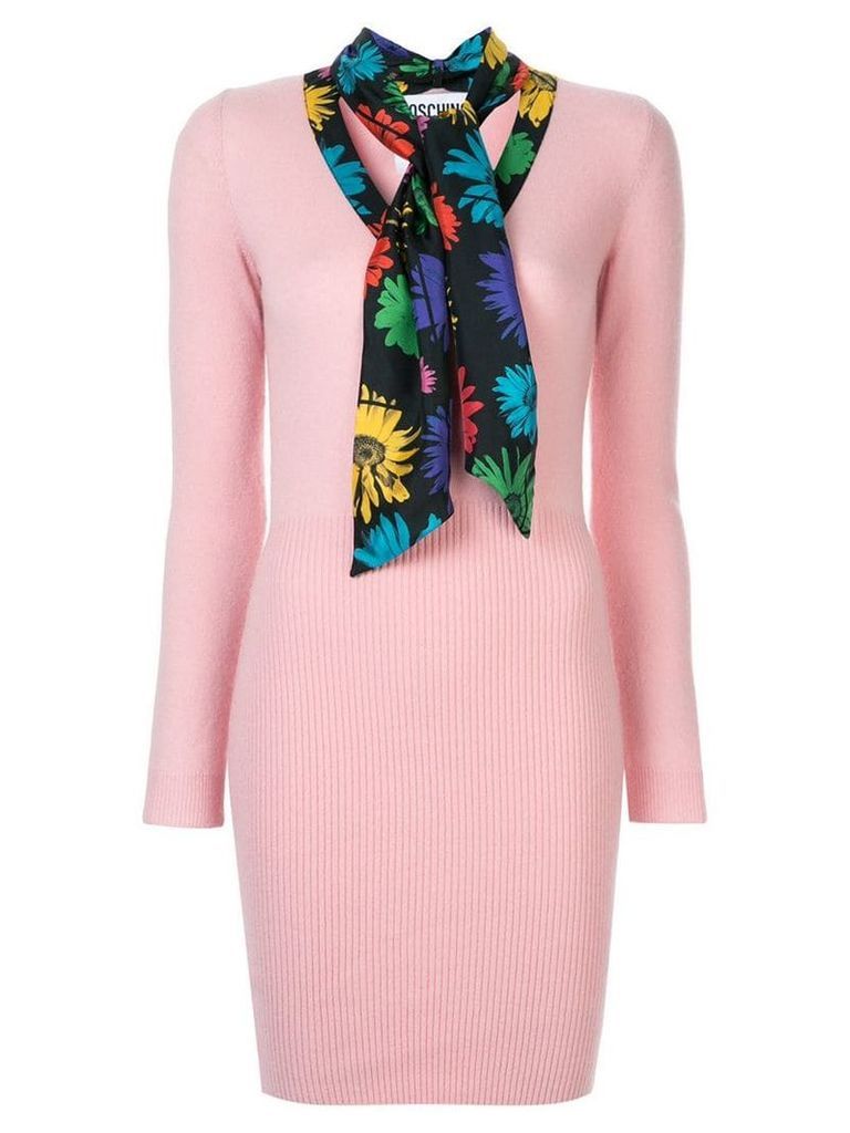Moschino scarf detail ribbed mini dress - Pink