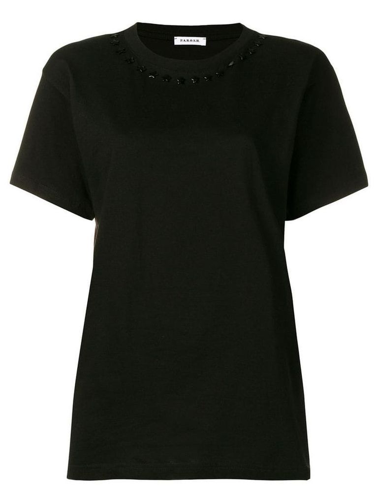 P.A.R.O.S.H. embellished collar T-shirt - Black