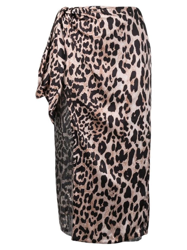Paco Rabanne leopard print wrap skirt - Brown