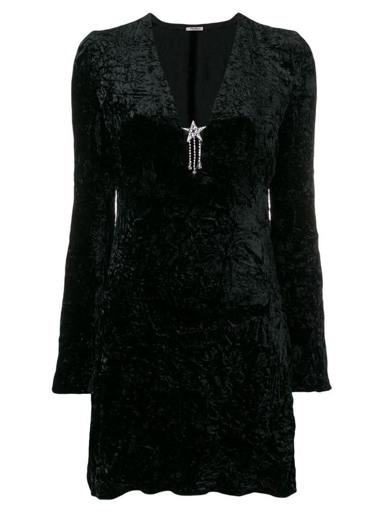 Miu Miu crystal star velvet dress - Black