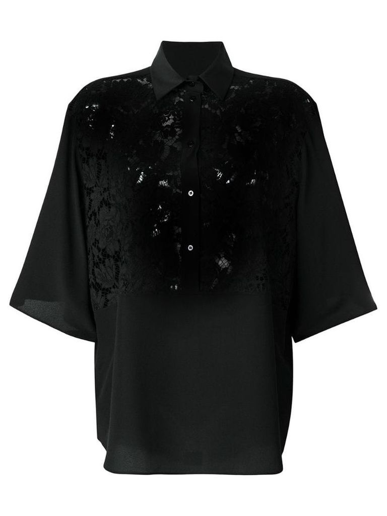 Valentino lace panel oversized blouse - Black