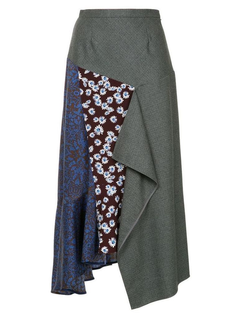 Le Ciel Bleu asymmetric pattern mix skirt - Grey