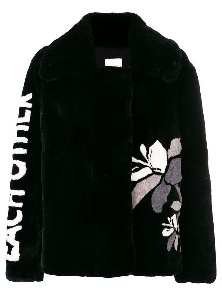 Each X Other text and flower print peacoat - Black