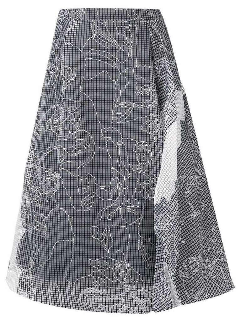 Chalayan stitch detail midi skirt - White