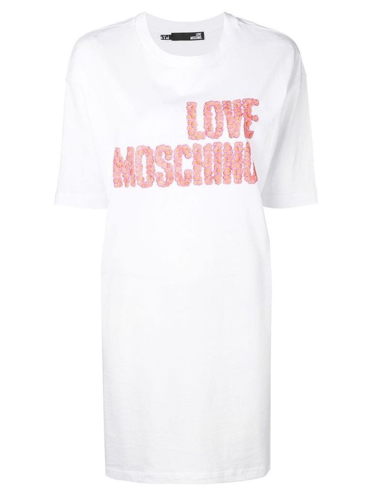 Love Moschino floral logo print T-shirt dress - White