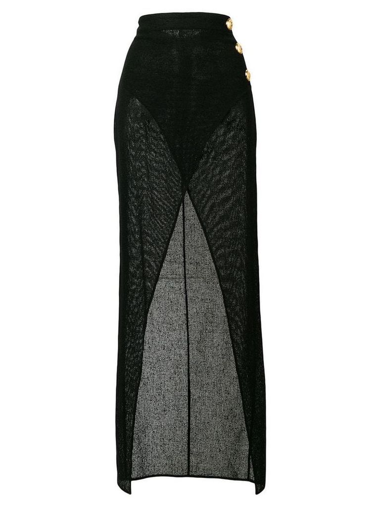 Balmain sheer thigh split skirt - Black