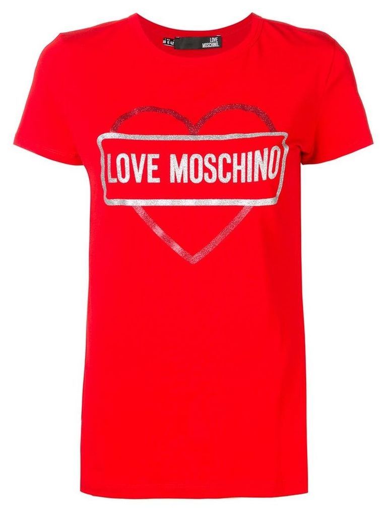 Love Moschino logo heart print T-shirt - Red