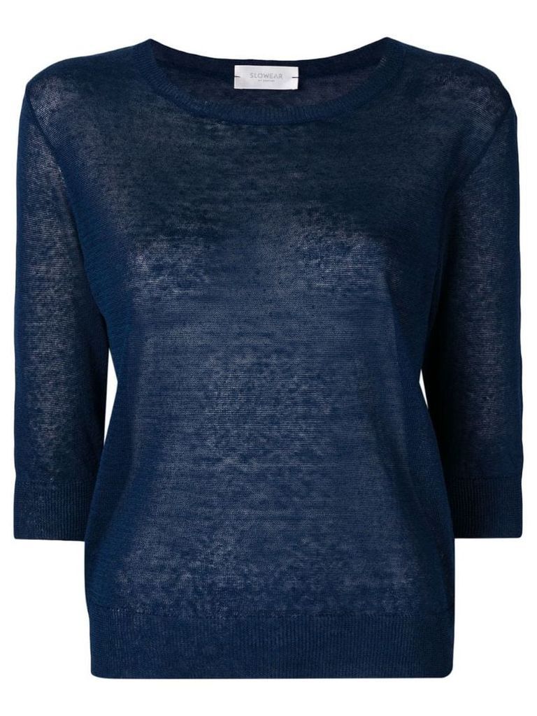 Zanone 3/4 sleeve knitted top - Blue