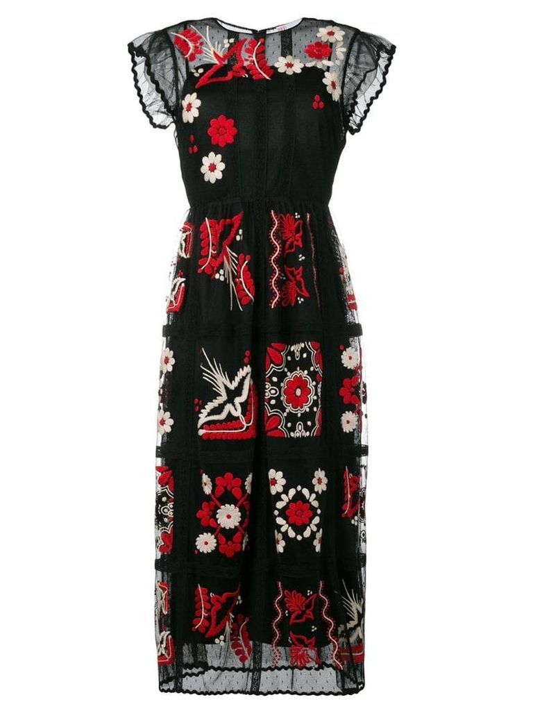 Red Valentino embroidered maxi dress - Black