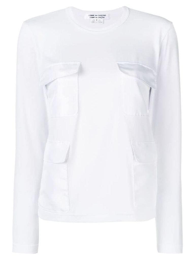 Comme Des Garçons Comme Des Garçons pocket front jersey top - White