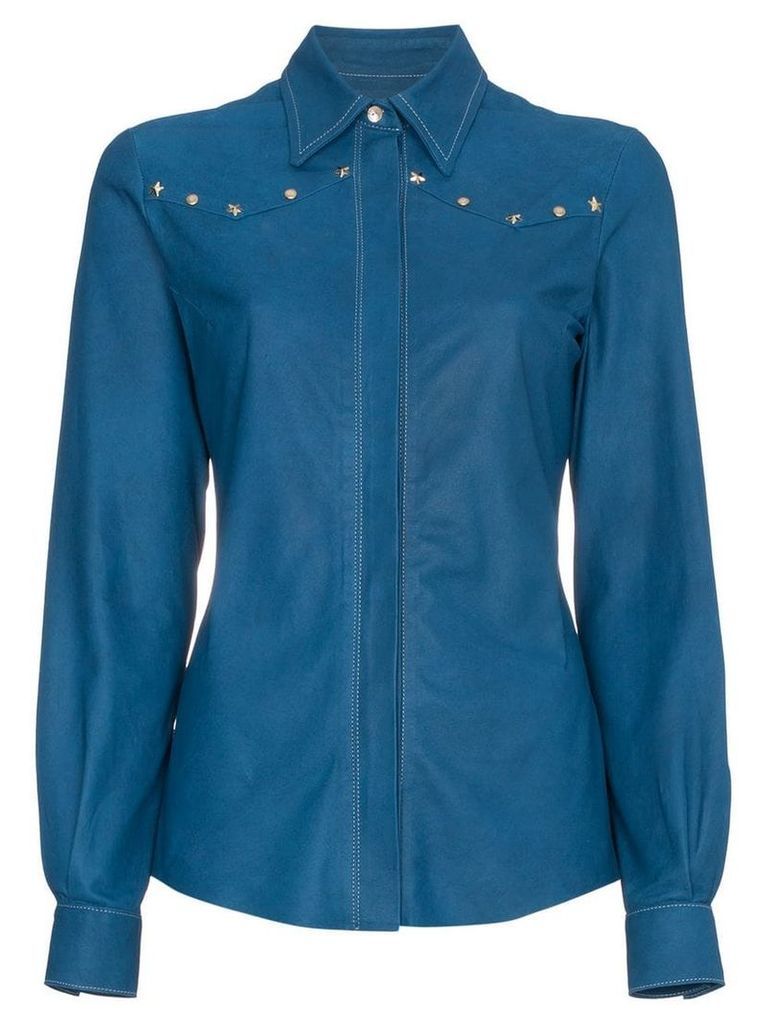 Skiim Leather shirt with studs - Blue