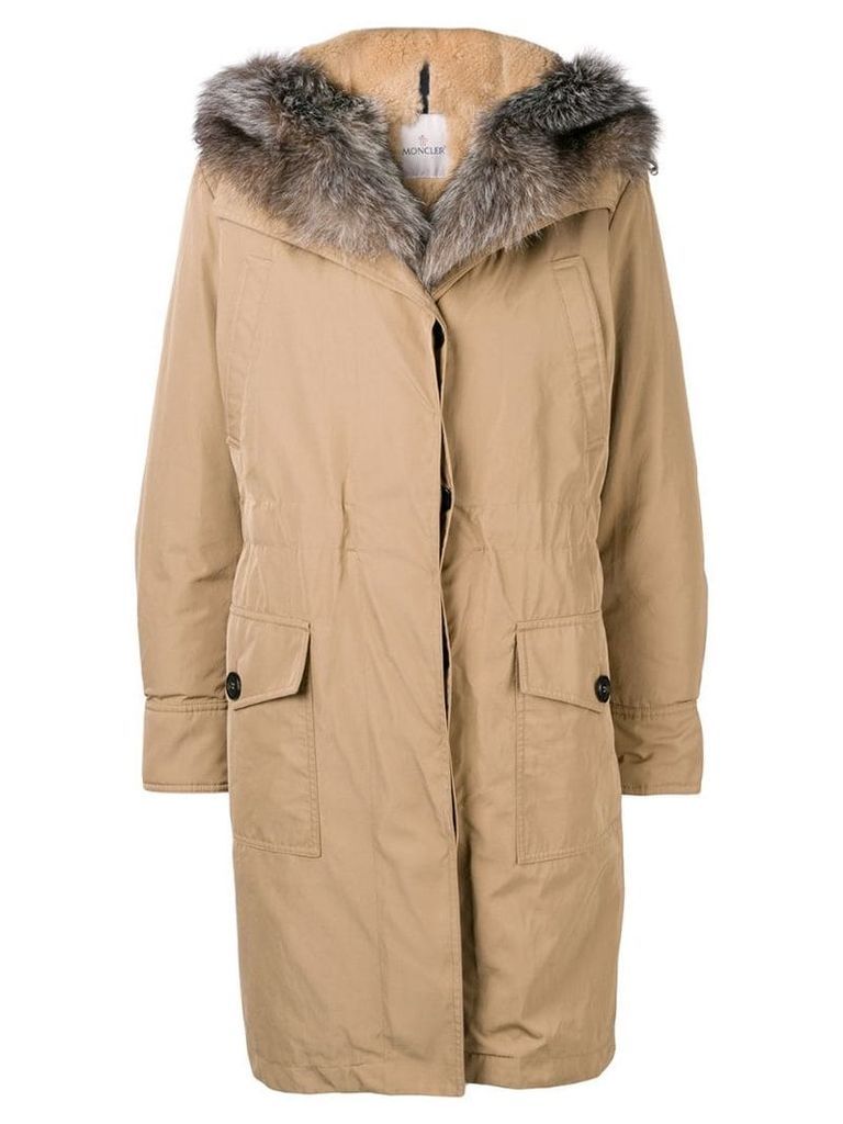 Moncler zipped hooded parka coat - Neutrals