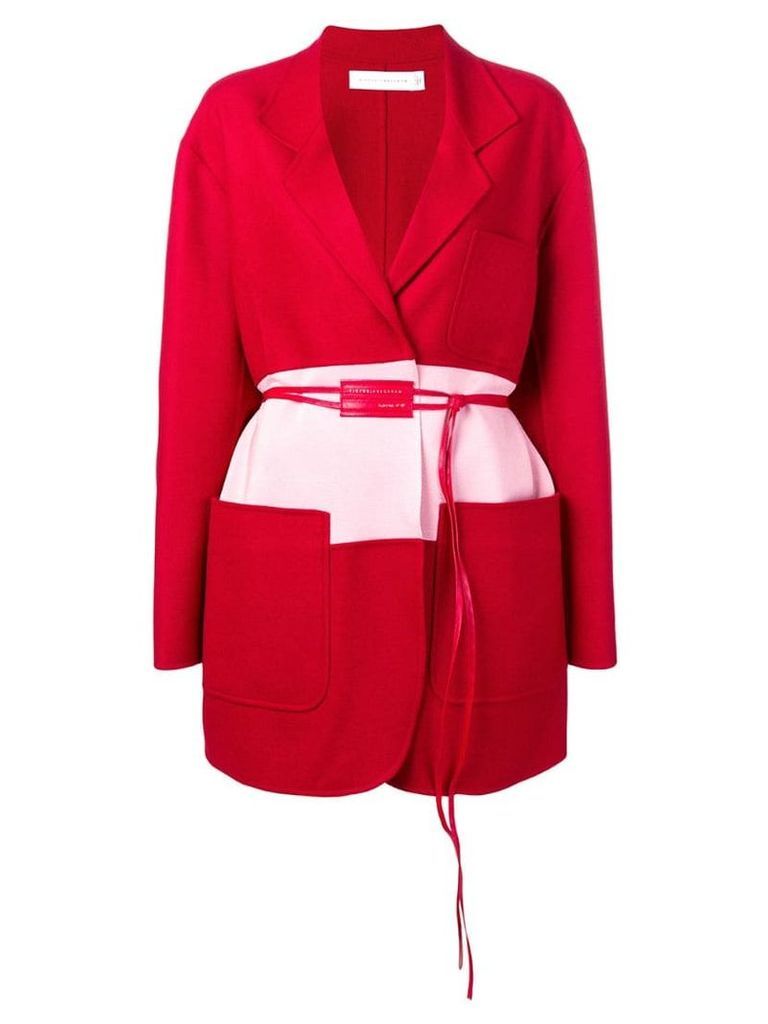 Victoria Beckham colour-block belted coat - Red
