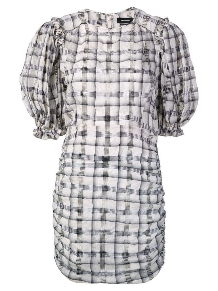 Isabel Marant checked puff sleeve dress - Neutrals