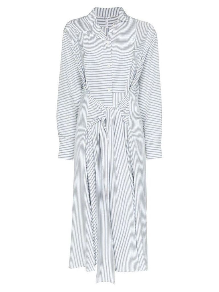 Loewe striped belted silk shirtdress - White