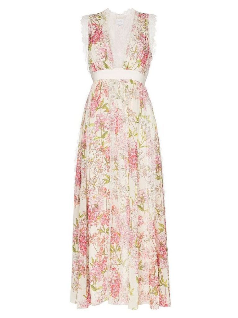 Giambattista Valli floral print silk dress - Neutrals