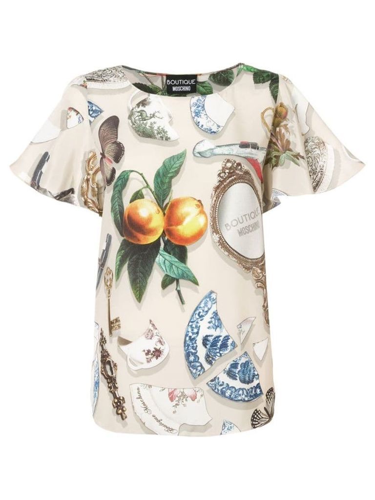 Boutique Moschino graphic print blouse - Neutrals