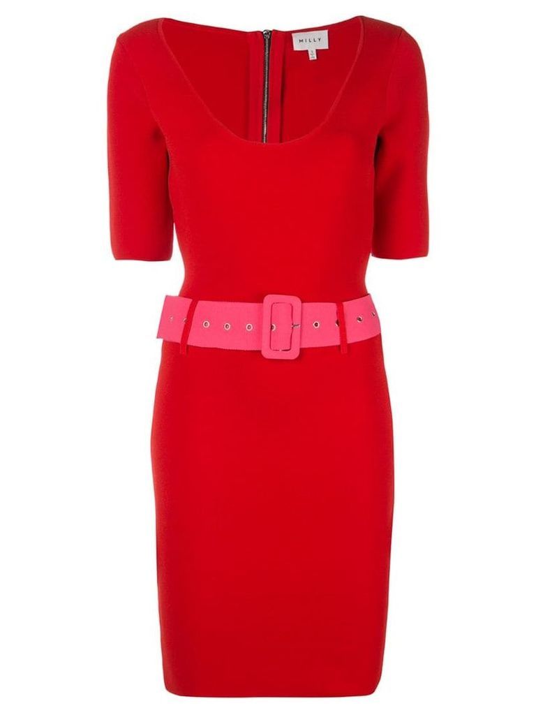 Milly belted mini dress - Red