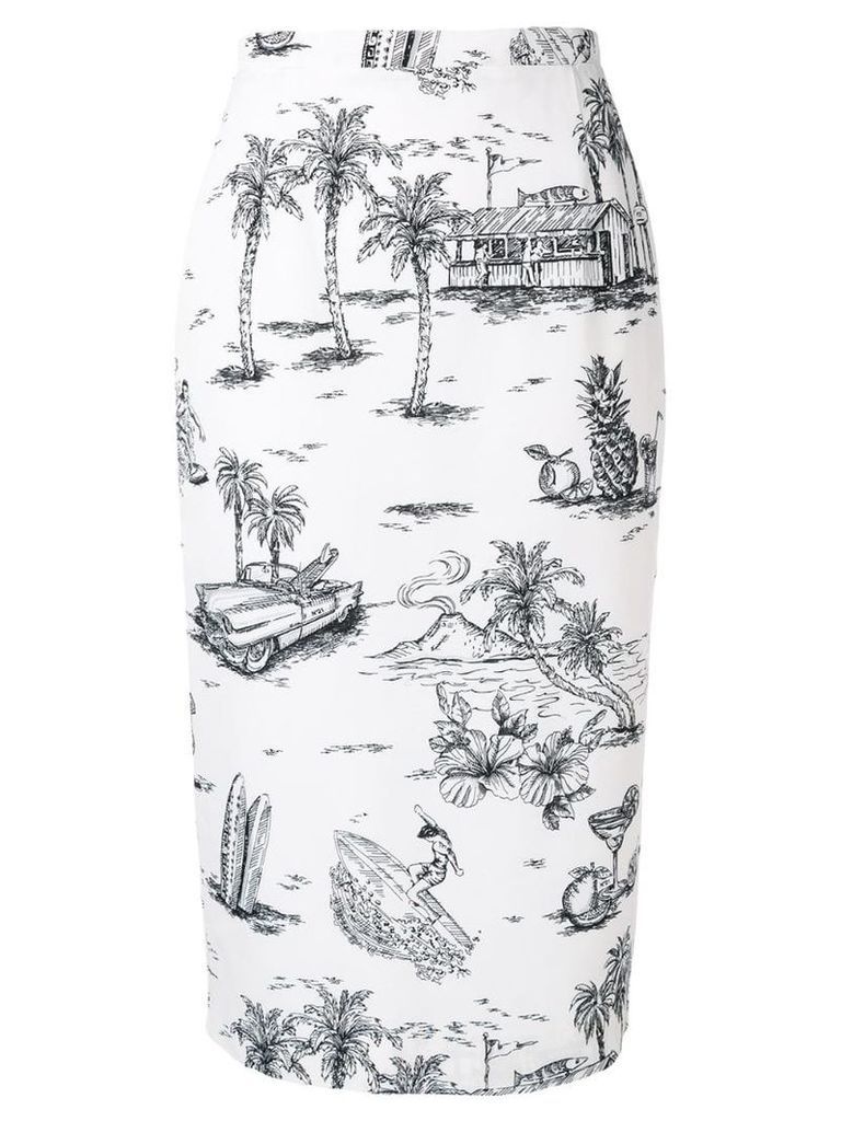 Nº21 printed pencil skirt - White
