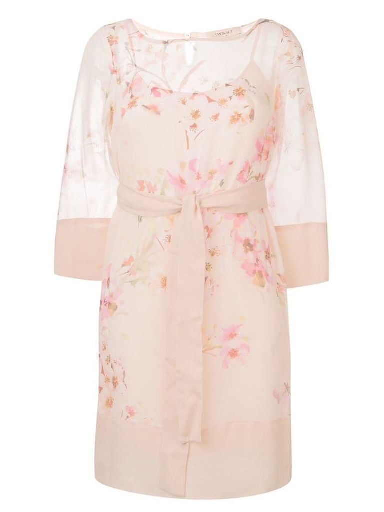 Twin-Set blossom print shift dress - Neutrals