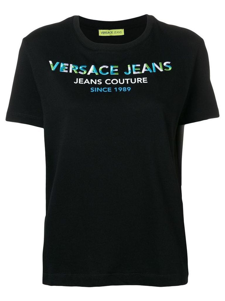 Versace Jeans embroidered logo T-shirt - Black