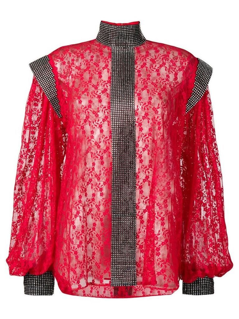 Christopher Kane crystal lace blouse - Red