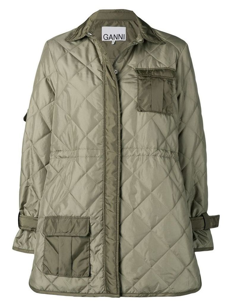Ganni Aloe quilted coat - Green