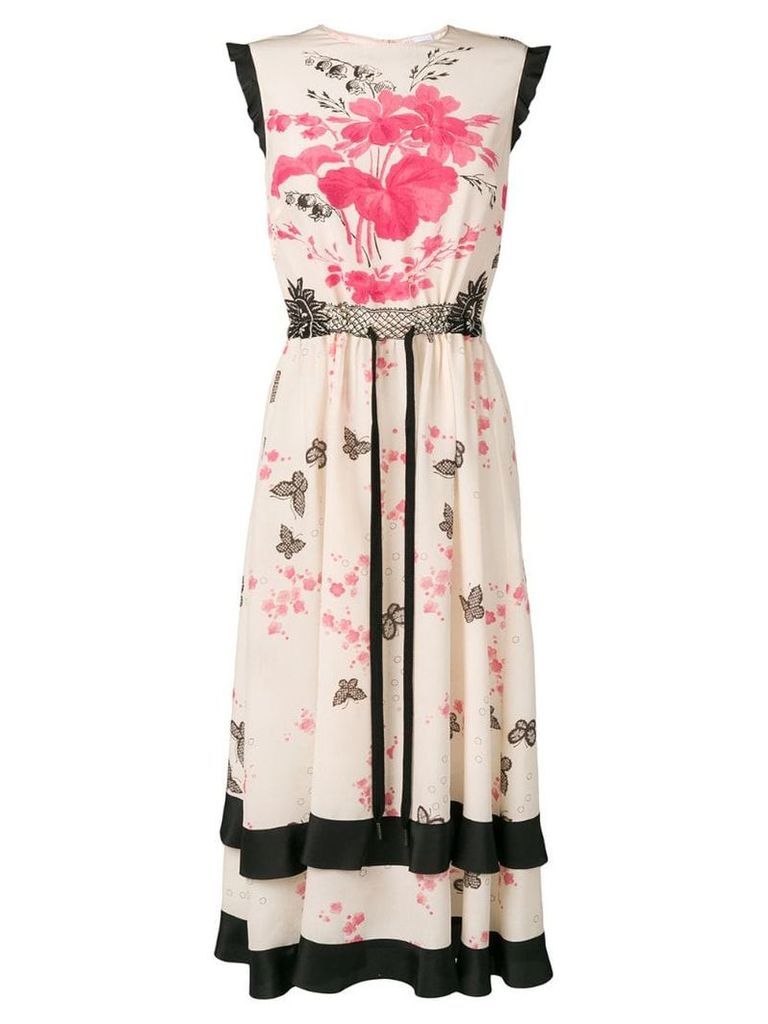 Red Valentino floral and butterfly print dress - Neutrals