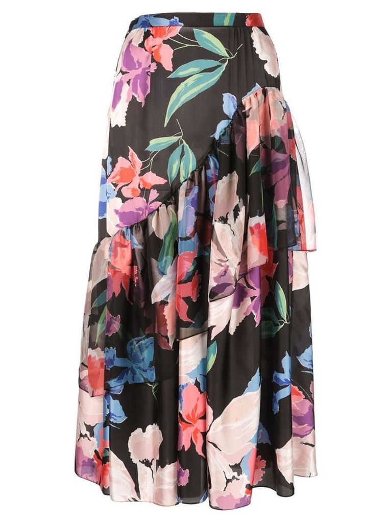 Jill Stuart floral print drape skirt - Black