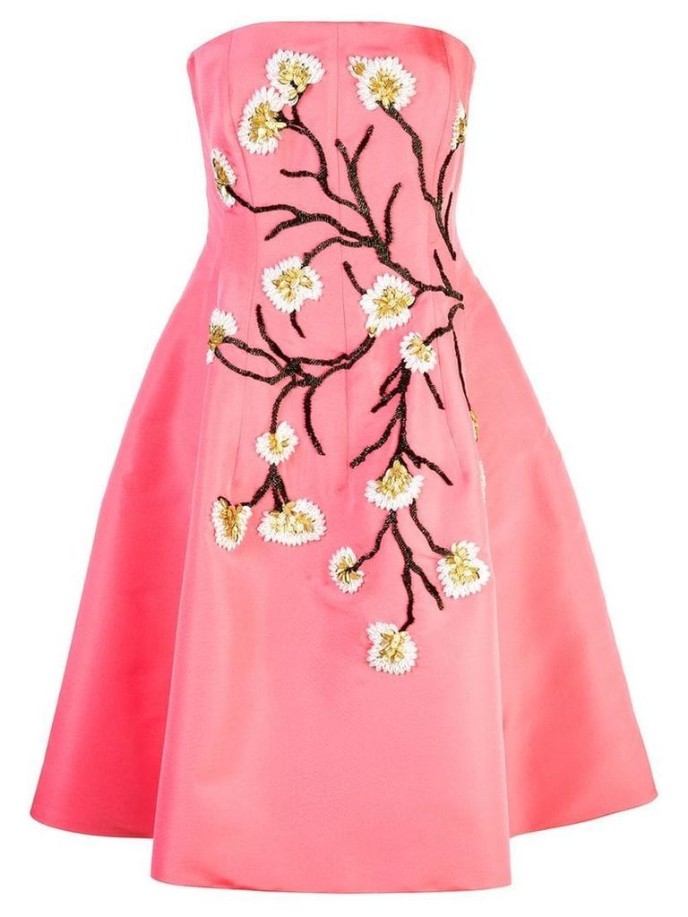 Oscar de la Renta Spring Tree embroidered dress - Pink