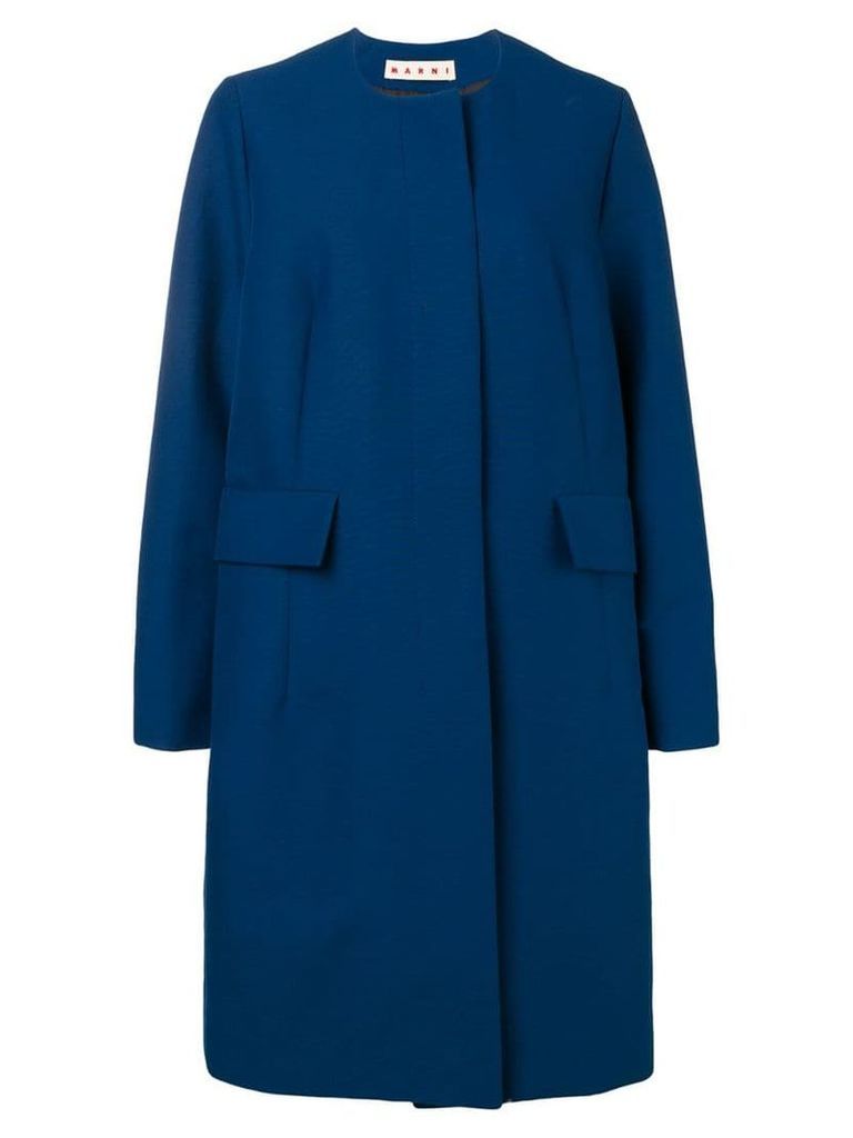 Marni oversized collarless coat - Blue